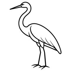 Minimalist Heron Line Art Vector