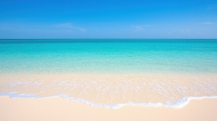 Obraz premium Tranquil Turquoise Sea and Sandy Beach
