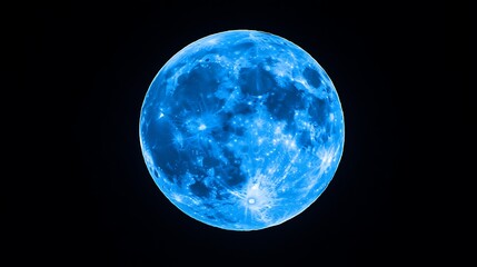 Obraz premium Full Blue Moon Shining Brightly Against a Deep Black Sky