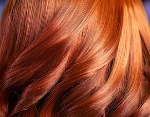 Naklejka premium vibrant copper and orange balayage hair showcasing artistic expression with highlights and a space for text integration in design projects