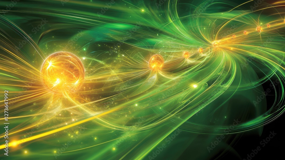 Fototapete abstract d rendering of a quantum field theory diagram with particles interacting and exchanging ene
