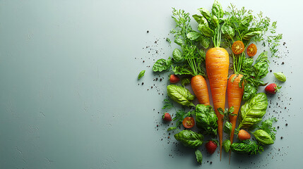 Fresh vegetables and herbs on a textured background
