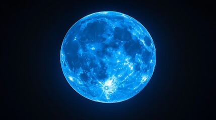 Glowing Blue Moon in Dark Space for Science and Astronomy Projects