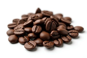 Coffee beans isolated on white background. Close-up.