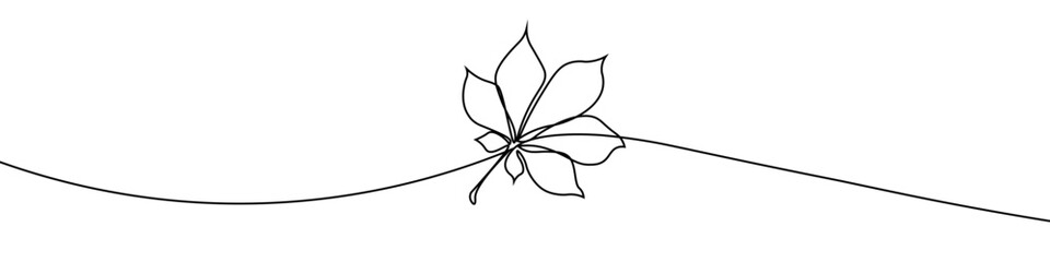 Chestnut leaf drawn with one continuous line. Single line drawing of an chestnut leaf. A colored chestnut leaf icon in the form of a continuous line. Single line icon. Vector illustration.