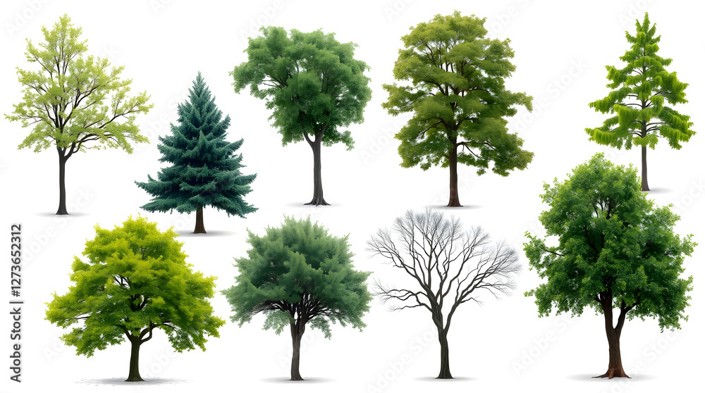 Poster collection tree isolate on white background