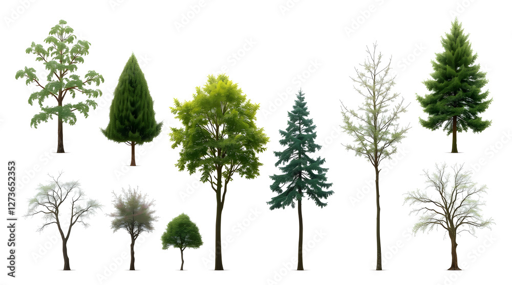 Poster collection tree isolate on white background