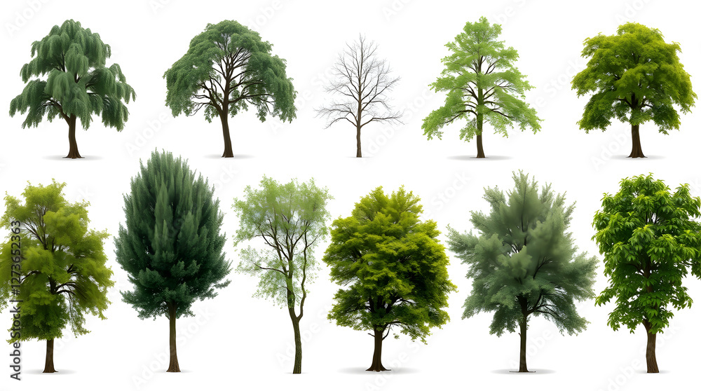 Poster collection tree isolate on white background