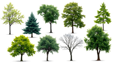Obraz premium Collection tree isolate on white background