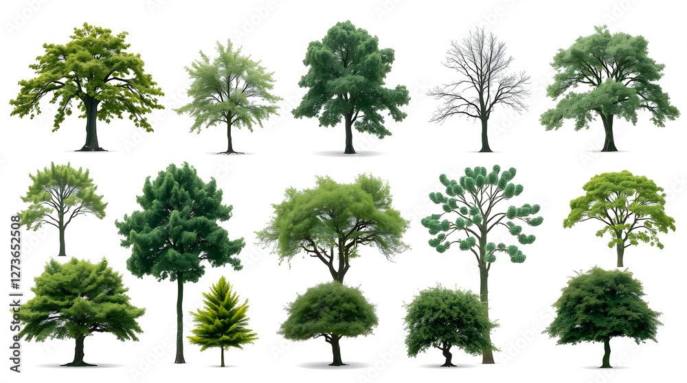 Poster collection tree isolate on white background
