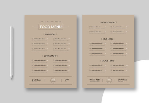 Creative Restaurant Menu Template Layout