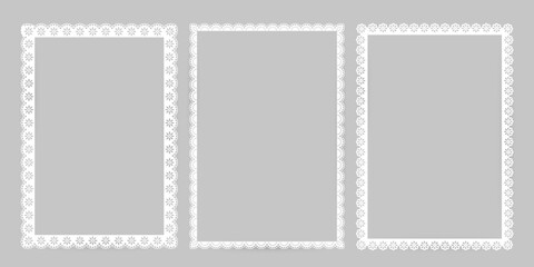 Vintage Lace Cut A4 Frames. Isolated Vector Illustration for invitation card, flyer, poster, page border etc.