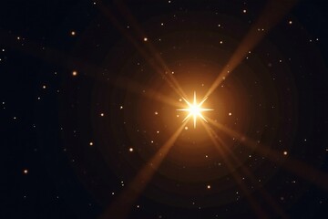 A single golden star shining brightly on a dark background, shining, bright