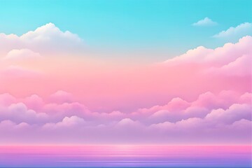 A Serene Dreamscape of Pastel Hues Blending Harmoniously Above a Tranquil Horizon at Dusk