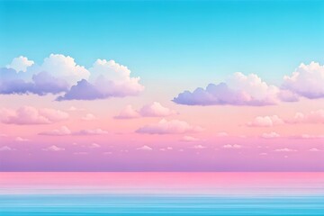 A Tranquil Pastel Ombré Sky Blending Soft Blues, Lilacs, and Pinks for a Serene Atmosphere