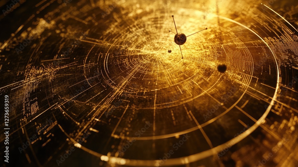 Fototapete abstract d rendering of a quantum field theory diagram with particles interacting and exchanging ene