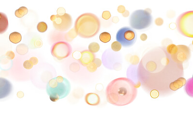 Blurred bokeh colors light glowing on transparent background