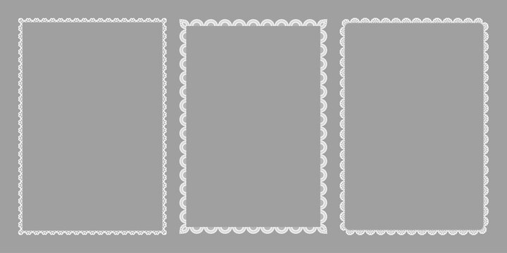 Vintage Elegant Lace Cut A4 Frames. Vector Illustration for invitation card, flyer, poster, page border etc.