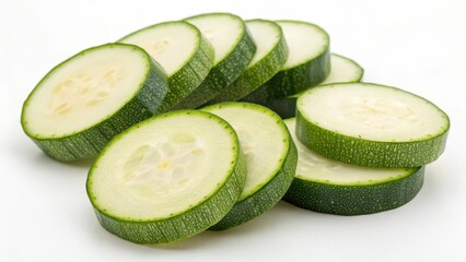 Sliced Zucchini on White Background