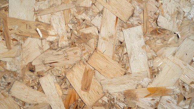 A background illustration of compressed natural ply wood, OSB board texture. Building panels from wooden chips. Simple pressed chipboard pattern. Wood texture