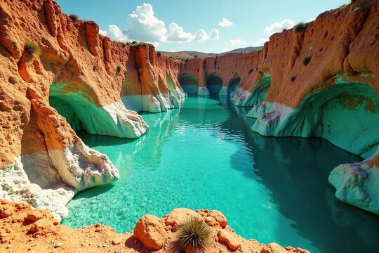 Caliche formations with malachite and calcite, malachite, earth, nature