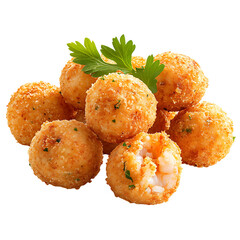 fried prawn balls Advertisement isolated on white background full depth of field 
