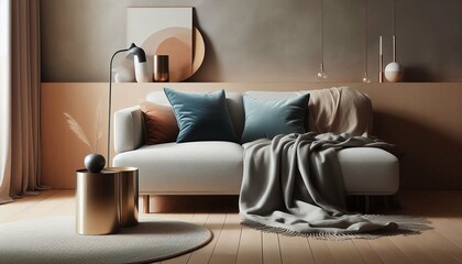 Modern Minimalist Living Room – Cozy Neutral Interior with Elegant Decor.