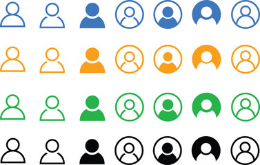 Fototapeta premium User Profile Color Flat Line Icons, Multi Series, User line icon set. Collection of vector symbol in trendy flat style on colorful background