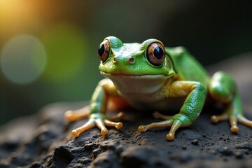 Ein Reptil beobachtet die Kamera mit scharfen Augen, braun, auge, aussehen