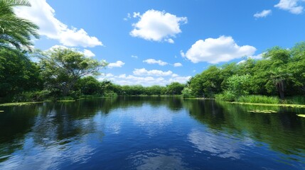 Fototapeta premium Serene Lake in Lush Forest