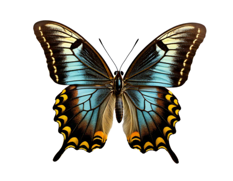 Butterfly, white background, HD, high-quality, realistic photo, delicate wings, intricate patterns, vibrant colors, symmetrical shape, natural beauty, clean composition, professional lighting, sharp f