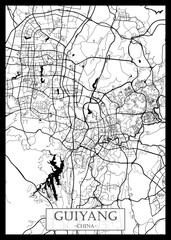 Obraz premium Guiyang China Map, City downtown, abstract travel art, modern background, colorful graphic design, new office banner, art, street view