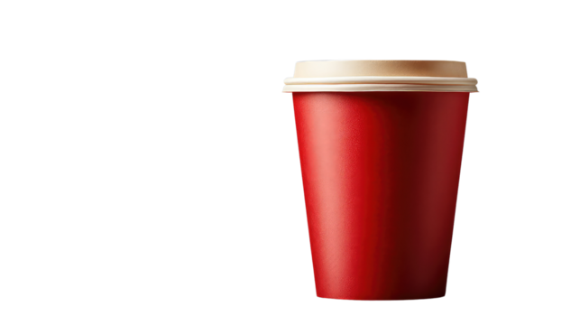 red coffee cup isolated on white transparent background PNG - Powered by Adobe