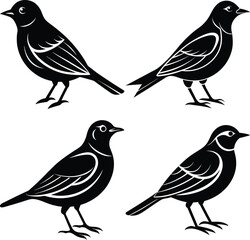 Stylized Lark Silhouette Vector  Icon set Ideal for Logos & Artwork.