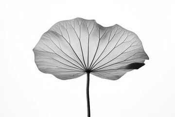 Backlit lotus leaf, nature, serenity, white background, design element