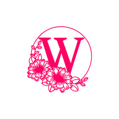 Obraz premium environmentally friendly brand image w letter design with natural floral elements