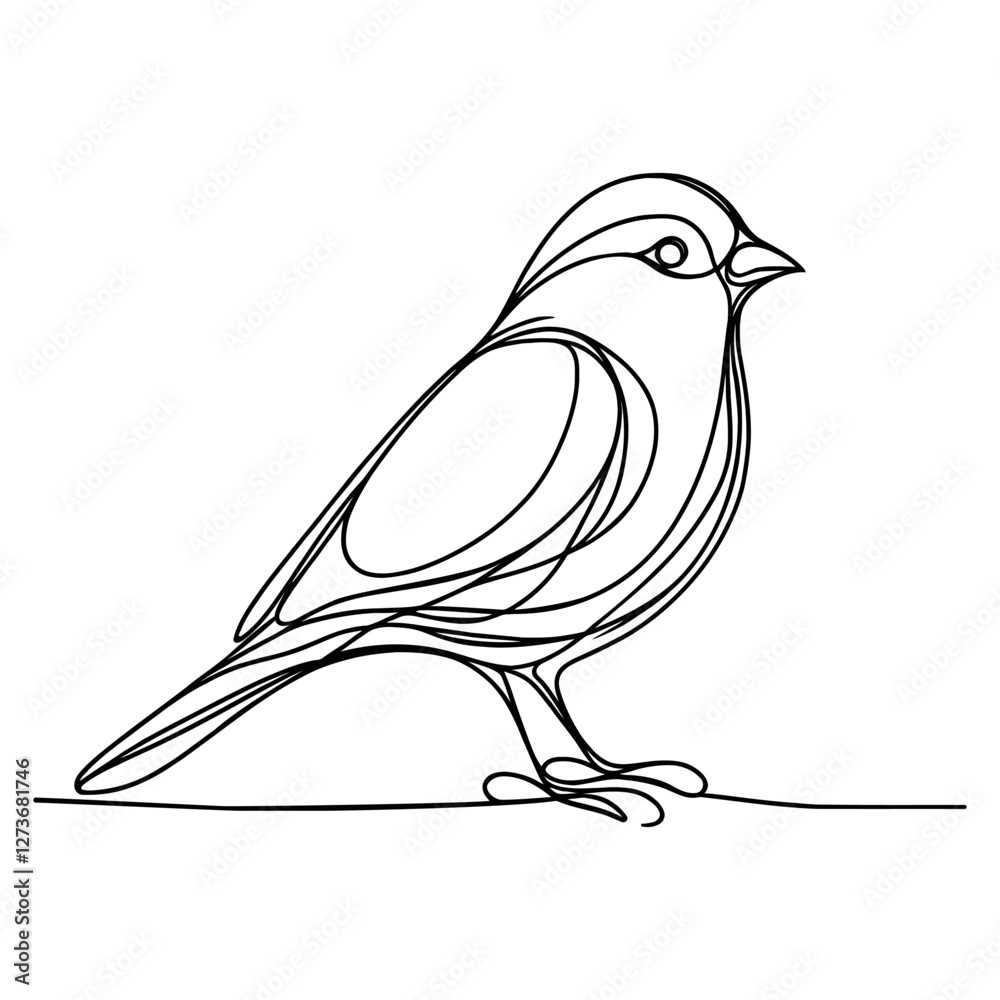 Canvas Prints Wild bird continuous line drawing element isolated on white background for decorative element. Vector illustration