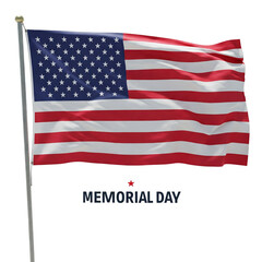 Stunning United States flag waving proudly with 'Memorial Day' text, embodying patriotism, honor, and the spirit of remembrance. Perfect for heartfelt, patriotic designs