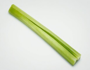 Fresh green celery stalks on a clean, white background.
