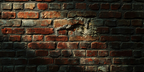 A close-up of an aged brick wall as background