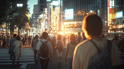 Obraz premium Tokyo Shibuya Crossing Crowded with Pedestrians