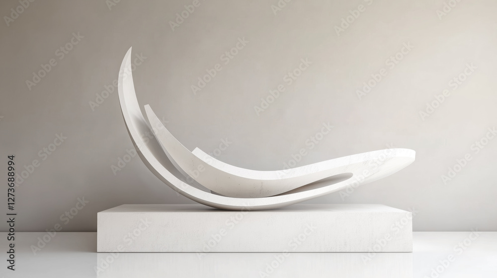 Poster white abstract form on podium background