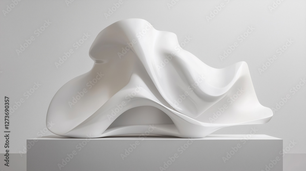 Poster white abstract form on podium background