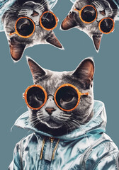 Stylish cat in glasses