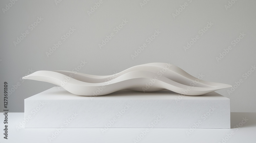 Poster white abstract form on podium background
