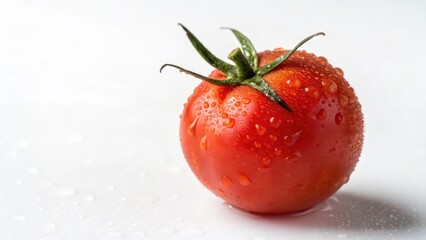 Single Red Tomato on White Background