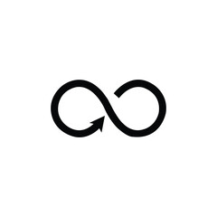 Economy loop silhouette. Black vector icon of infinity recycling symbol emphasizing sustainability and continuous cycle.
