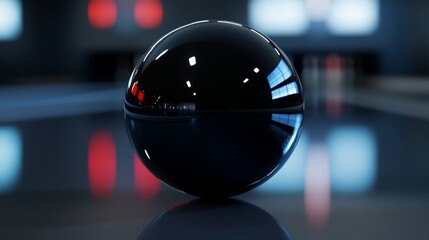 Obraz premium Reflective Sphere in a Dark Ambiance: A Study in Light and Shadow