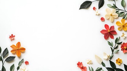 Fototapeta premium Colorful origami flowers and leaves