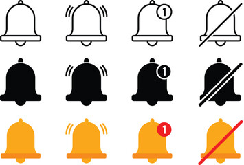 Notification bell icons. New message, incoming inbox, reminder alert sign business vector and Alarm symbols